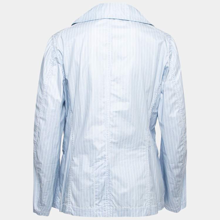 مملوكة مسبقًا Comme des Garcons Light Blue Striped Cotton and Acrylic Button Front Shirt L