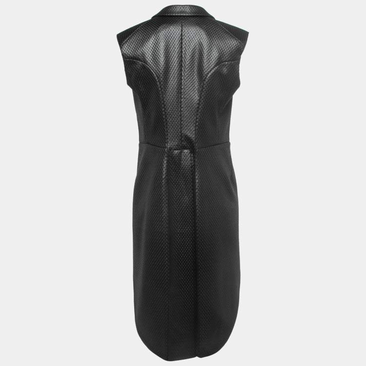 Pre Owned COMME des GARÇONS Black Textured Jacquard Long Tail Vest M
