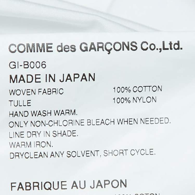 Pre Owned Comme des Garcons White Cotton Ruffled Tulle Shirt S