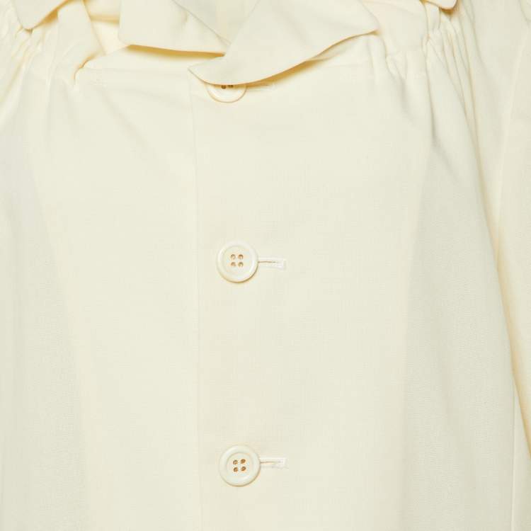 Pre Owned Comme des Garcons Cream Wool Blend Cropped Shirt M