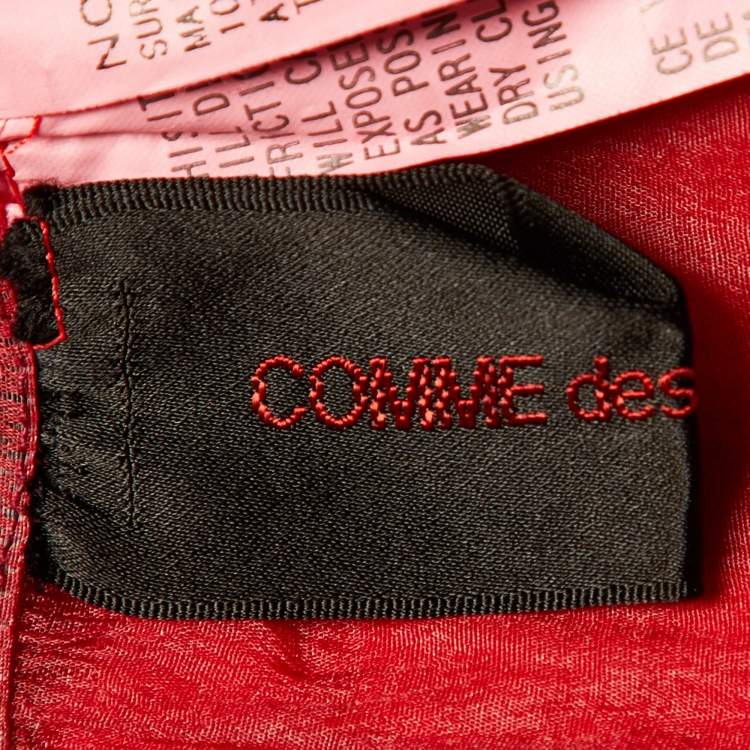 Pre Owned Comme des Garcons Red Cotton Tie Front Long Coat M