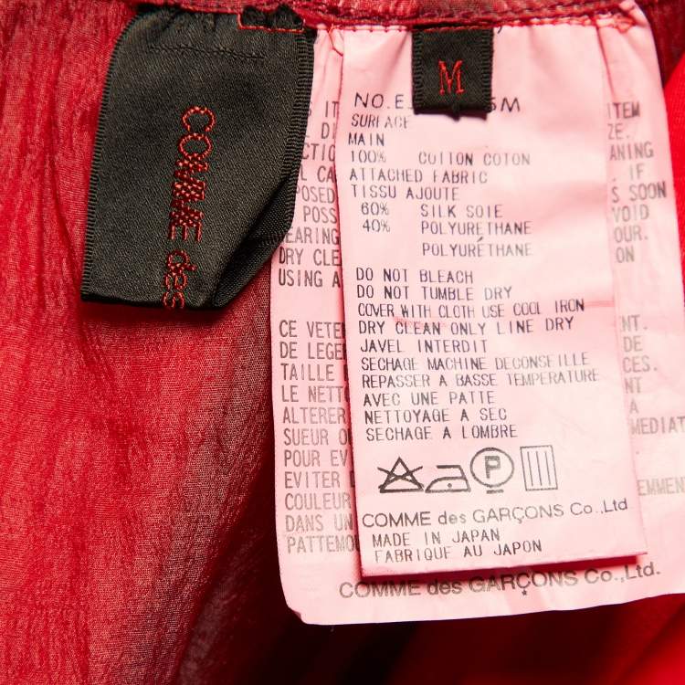 Pre Owned Comme des Garcons Red Cotton Tie Front Long Coat M
