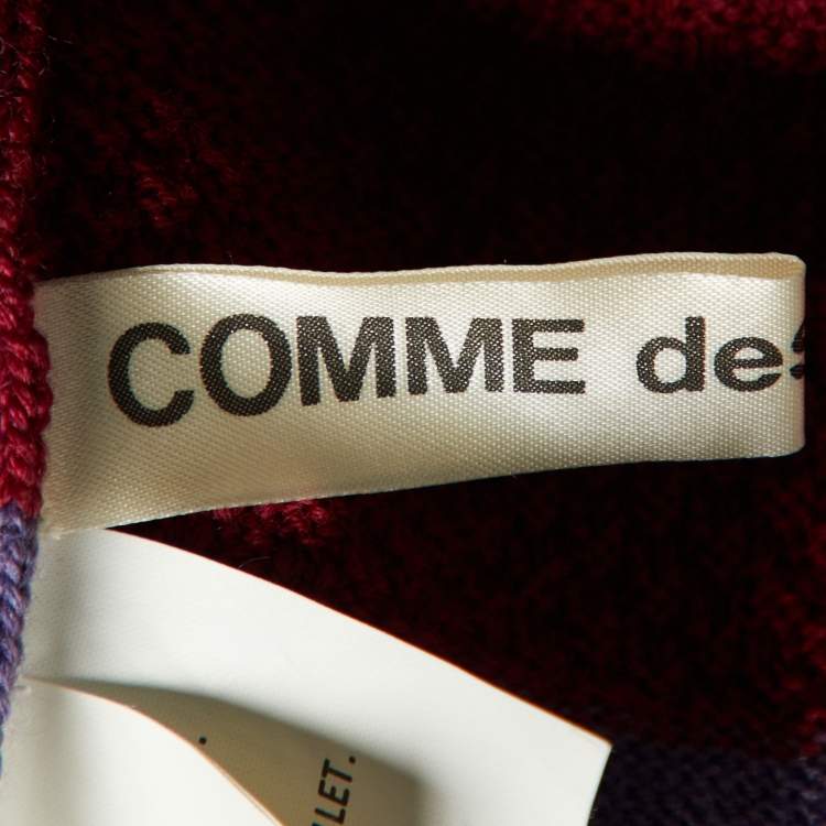 Pre Owned Comme des Garçons Multicolor Cotton Knit Sleeveless Cardigan M