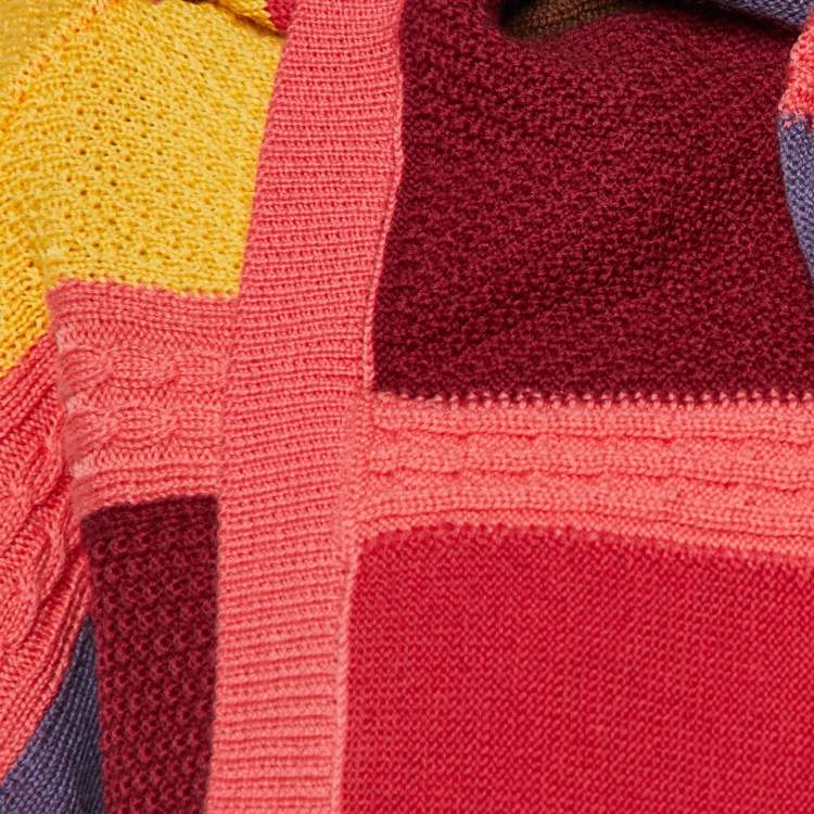Pre Owned Comme des Garçons Multicolor Cotton Knit Sleeveless Cardigan M