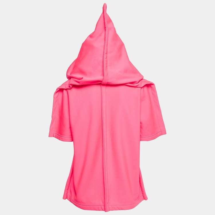 Pre Owned Comme des Garcons Pink Jersey Zip-Up Hooded Jacket M