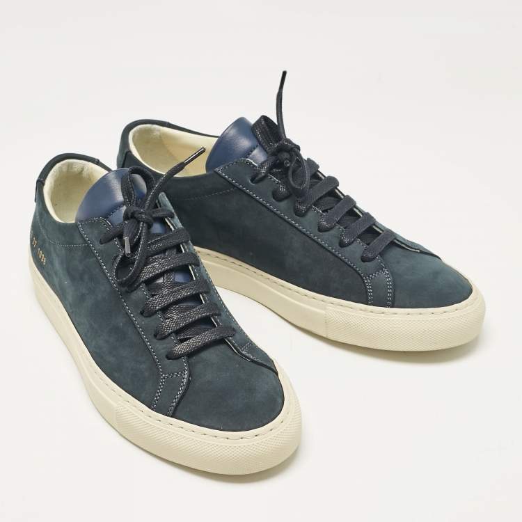 Pre Owned Common Projects Navy Blue Nubuck Achilles Sneakers Size 37