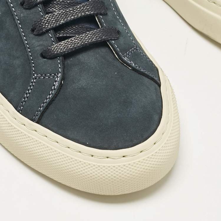 Pre Owned Common Projects Navy Blue Nubuck Achilles Sneakers Size 37