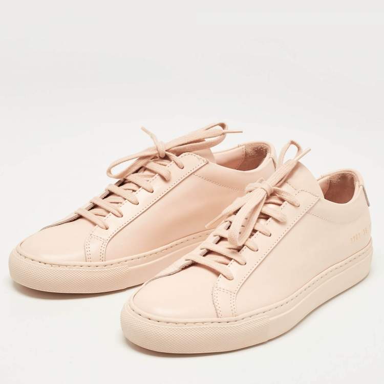 Common Projects Beige Leather Achilles Sneakers Size 36 Common Projects TLC