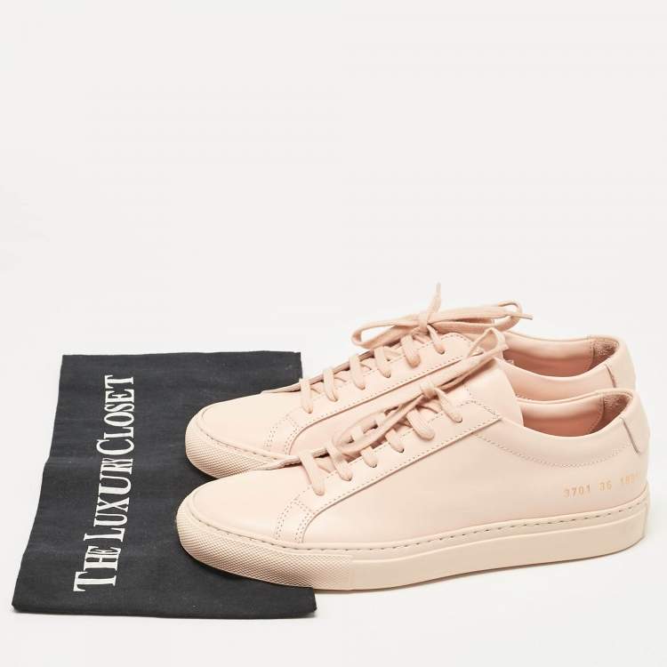 Pre Owned Common Projects Beige Leather Achilles Sneakers Size 36
