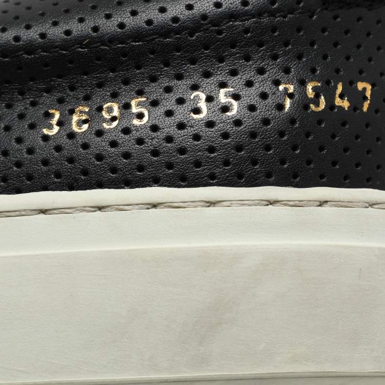 Pre Owned Common Projects Black Perforated Leather Slip On Sneakers Size 35