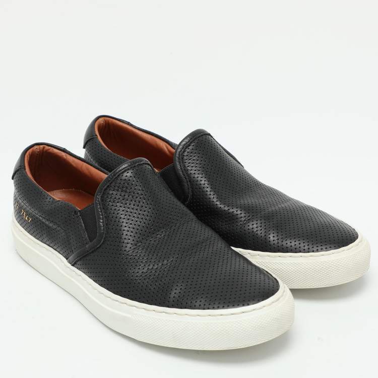 Pre Owned Common Projects Black Perforated Leather Slip On Sneakers Size 35