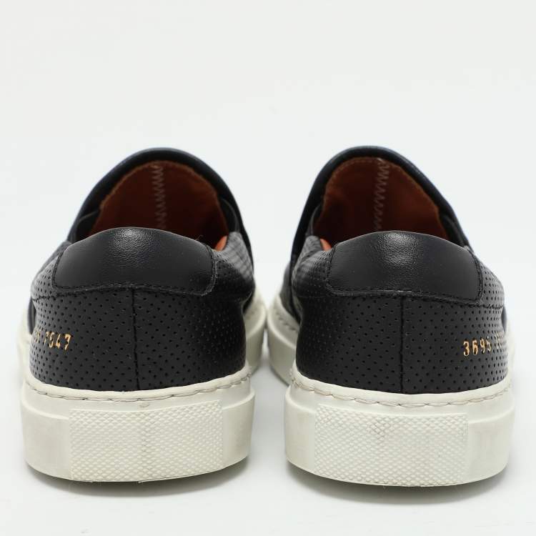 Pre Owned Common Projects Black Perforated Leather Slip On Sneakers Size 35