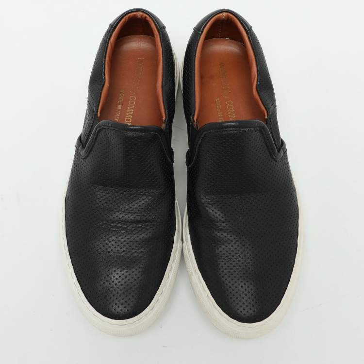 Pre Owned Common Projects Black Perforated Leather Slip On Sneakers Size 35