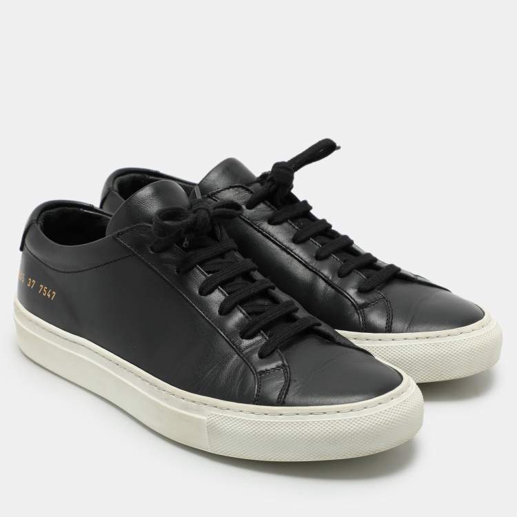 Pre Owned Common Projects Black Leather Low Top Sneakers Size 37
