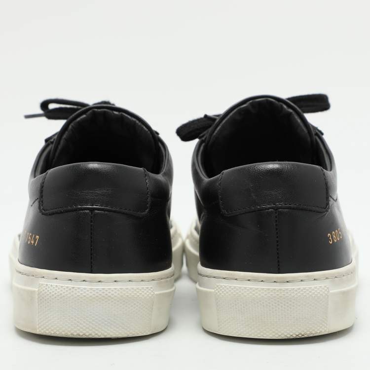 Pre Owned Common Projects Black Leather Low Top Sneakers Size 37