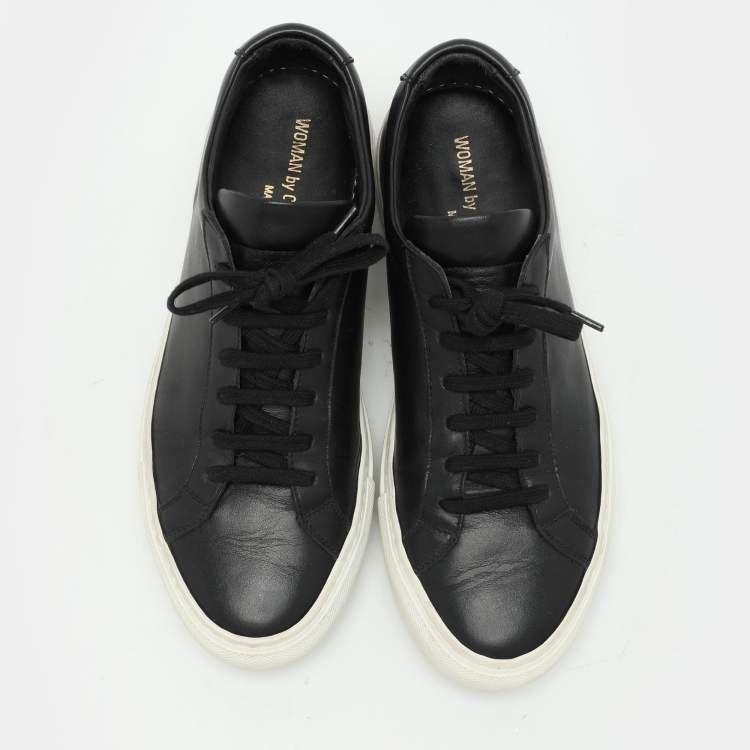 Pre Owned Common Projects Black Leather Low Top Sneakers Size 37