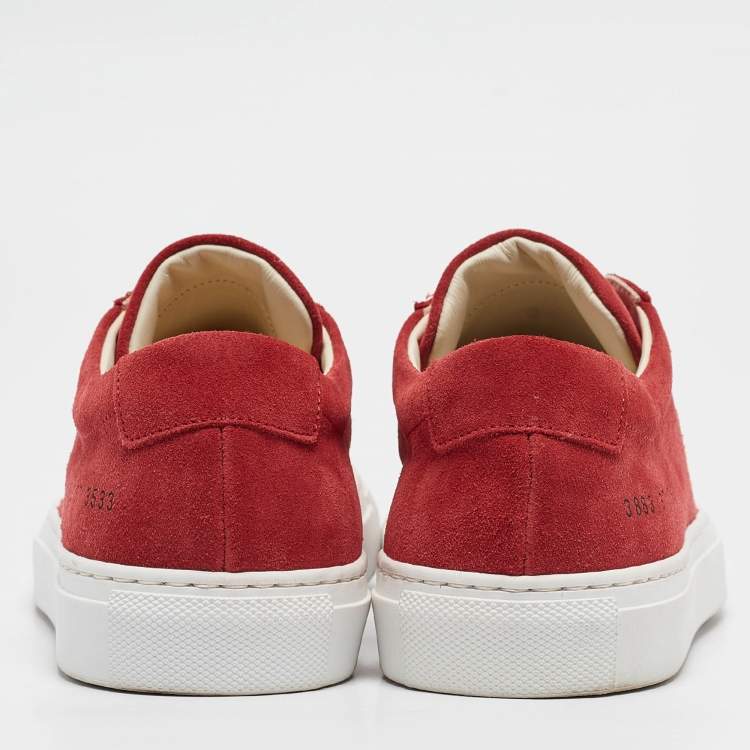 Pre Owned Common Projects Red Suede Achilles Low Top Sneakers Size 37