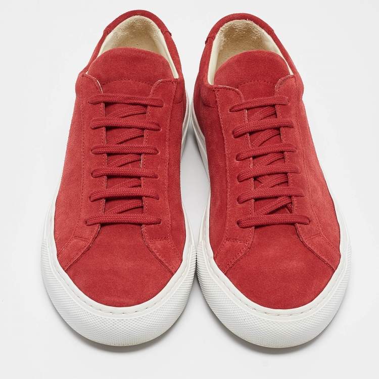Pre Owned Common Projects Red Suede Achilles Low Top Sneakers Size 37
