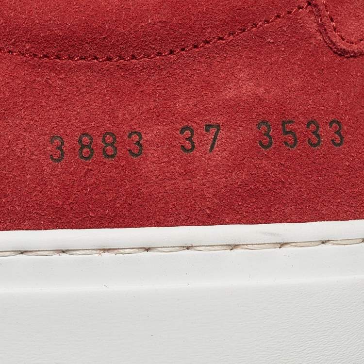 Pre Owned Common Projects Red Suede Achilles Low Top Sneakers Size 37