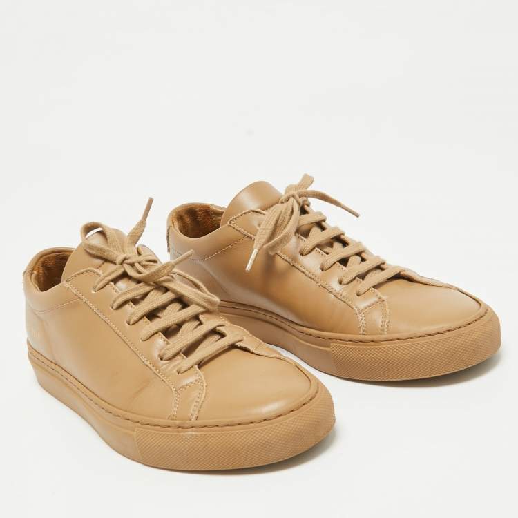 Pre Owned Common Projects Brown Leather Achilles Sneakers Size 37