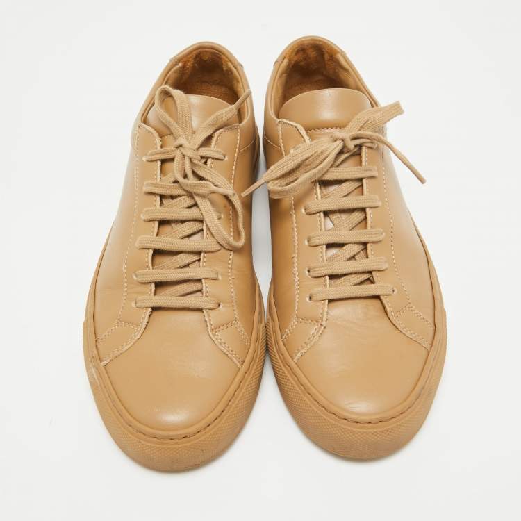 Pre Owned Common Projects Brown Leather Achilles Sneakers Size 37