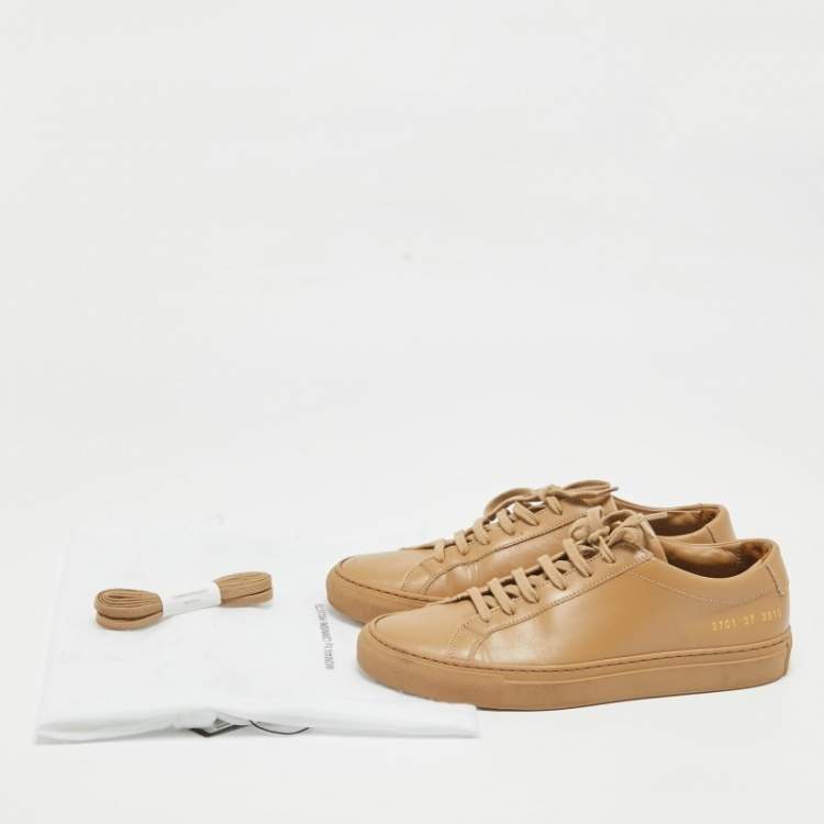 Pre Owned Common Projects Brown Leather Achilles Sneakers Size 37