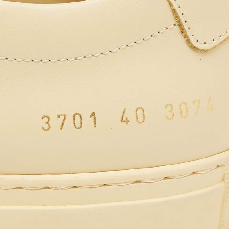 Pre Owned Common Projects Yellow Leather Achilles Sneakers Size 40