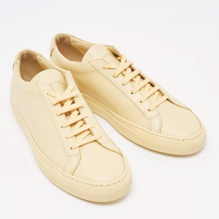 Pre Owned Common Projects Yellow Leather Achilles Sneakers Size 40
