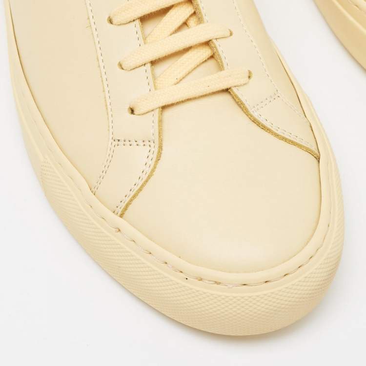 Pre Owned Common Projects Yellow Leather Achilles Sneakers Size 40