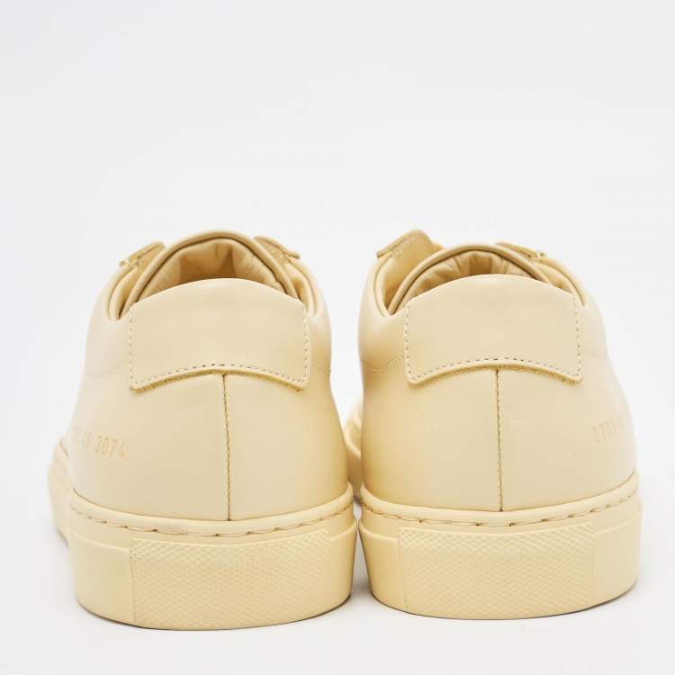 Pre Owned Common Projects Yellow Leather Achilles Sneakers Size 40