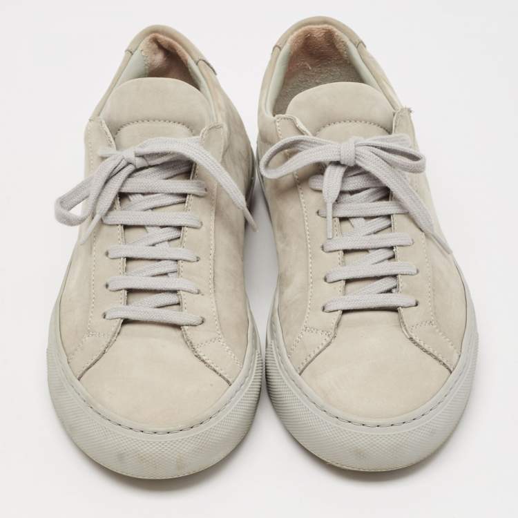 Pre Owned Common Projects Grey Suede Achilles Lace Up Sneakers Size 38