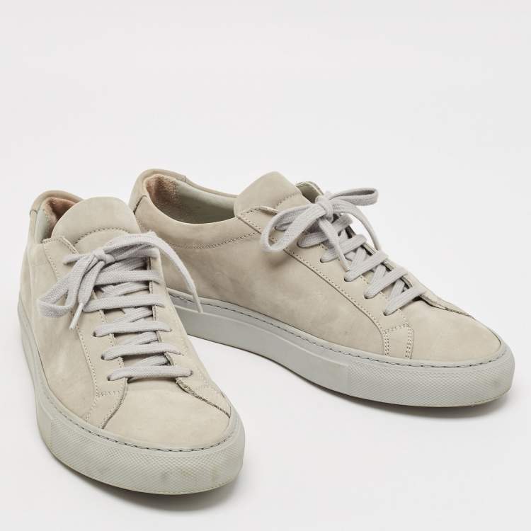 Pre Owned Common Projects Grey Suede Achilles Lace Up Sneakers Size 38
