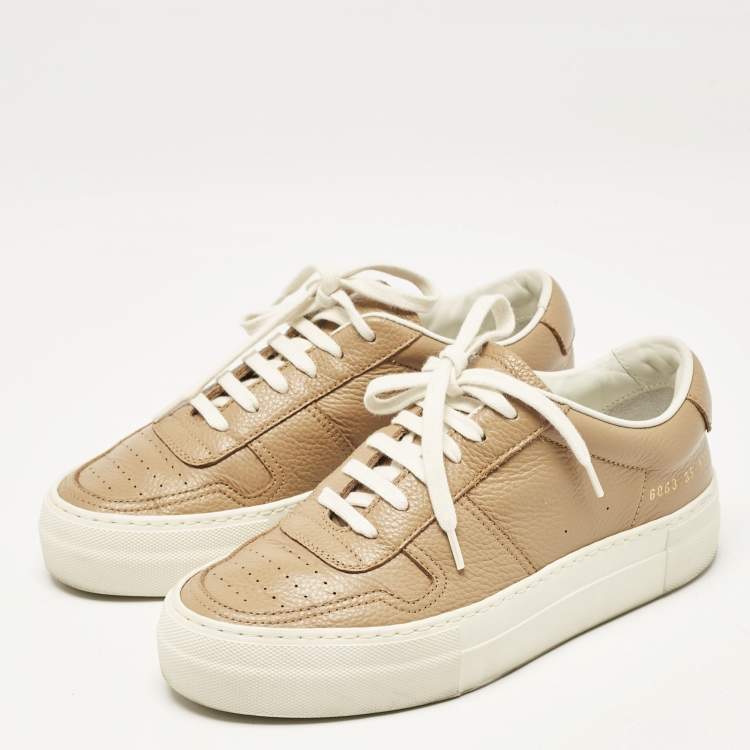 Pre Owned Common Projects Tan Leather BBall Super Sneakers Size 35