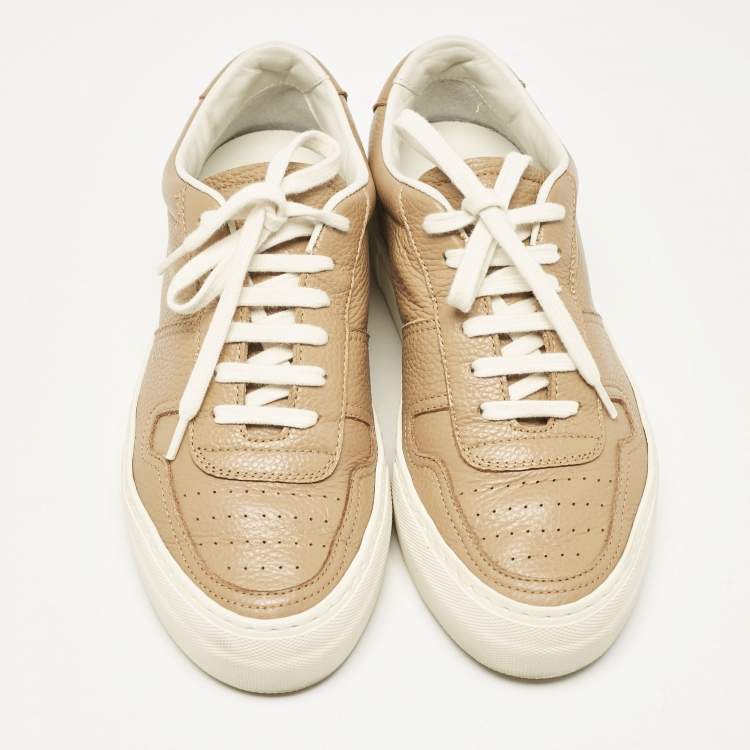 Pre Owned Common Projects Tan Leather BBall Super Sneakers Size 35