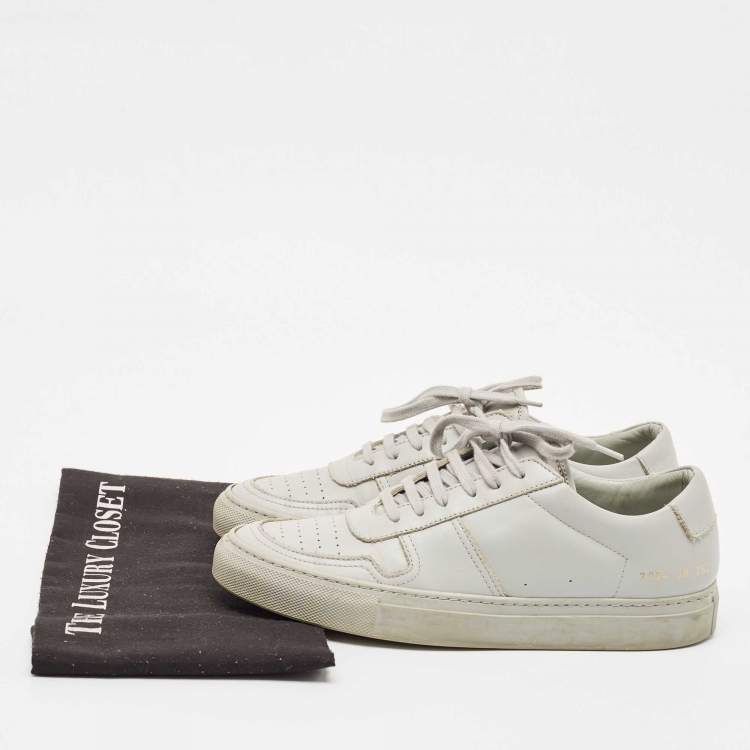 Pre Owned Common Projects Light Grey Leather BBall Low Top Bumpy Sneakers Size 38