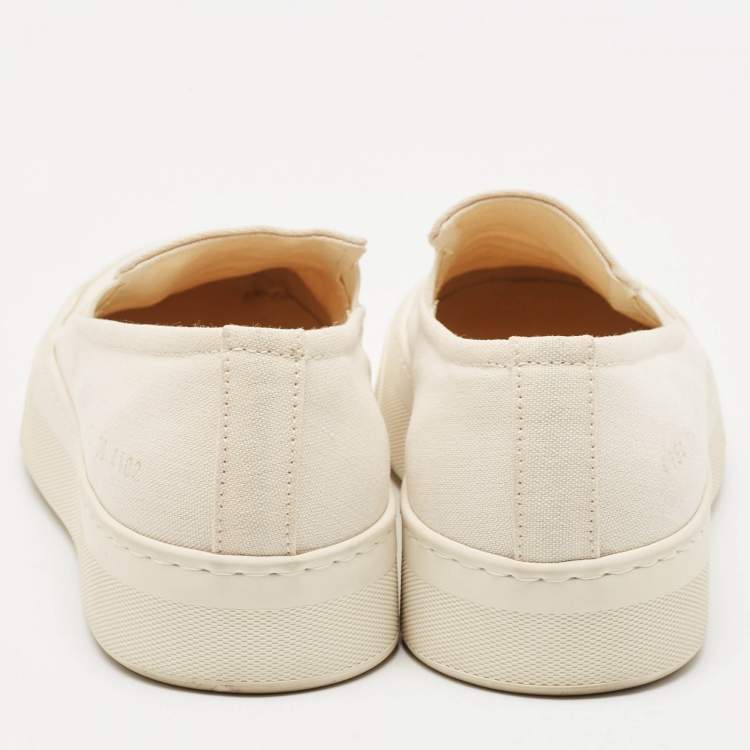 Pre Owned Common Projects White Canvas Slip On Sneakers Size 36