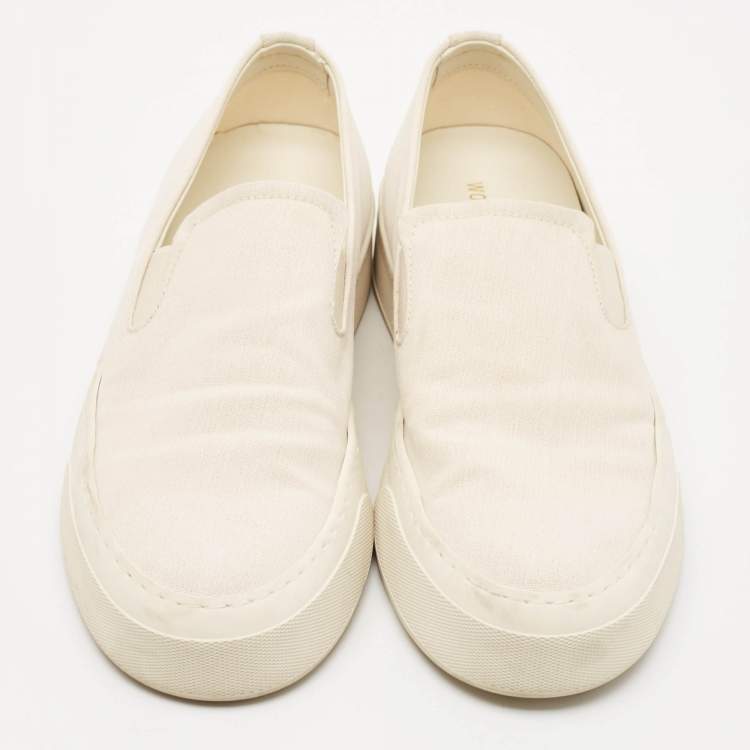 Pre Owned Common Projects White Canvas Slip On Sneakers Size 36