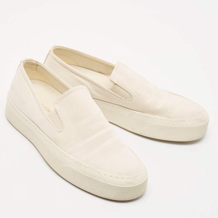 Pre Owned Common Projects White Canvas Slip On Sneakers Size 36