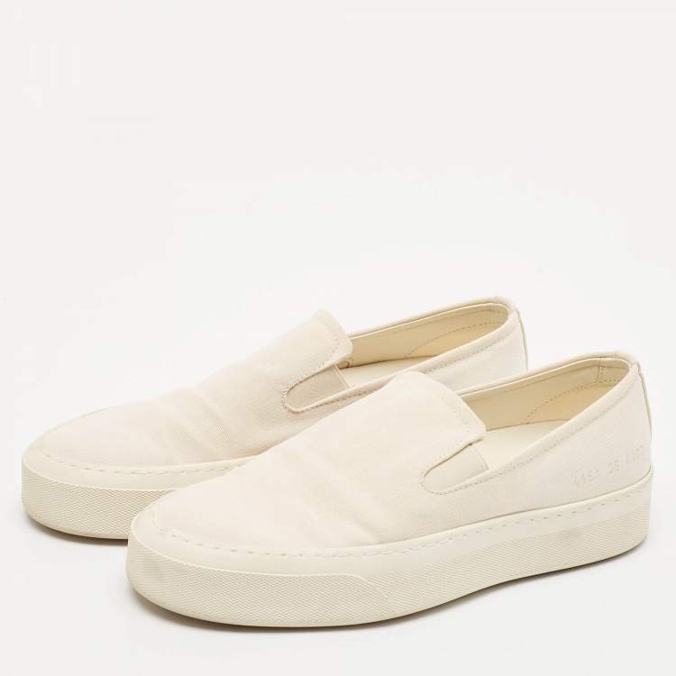 Pre Owned Common Projects White Canvas Slip On Sneakers Size 36