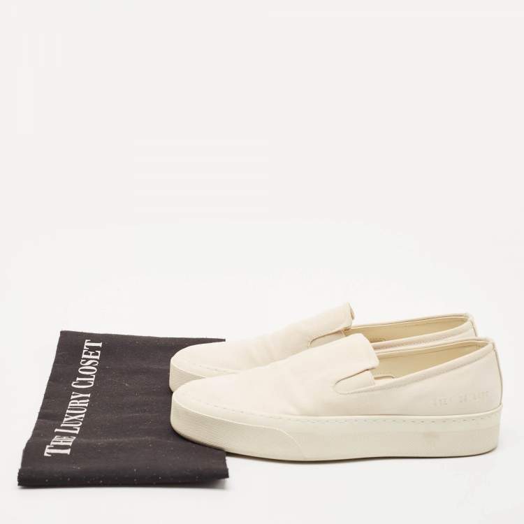 Pre Owned Common Projects White Canvas Slip On Sneakers Size 36
