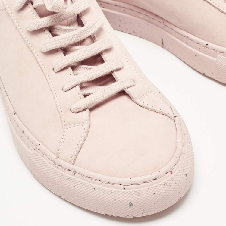 Pre Owned Common Projects Blush Pink Nubuck Leather Achilles Low Top Sneakers Size 37
