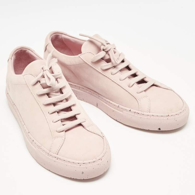 Pre Owned Common Projects Blush Pink Nubuck Leather Achilles Low Top Sneakers Size 37