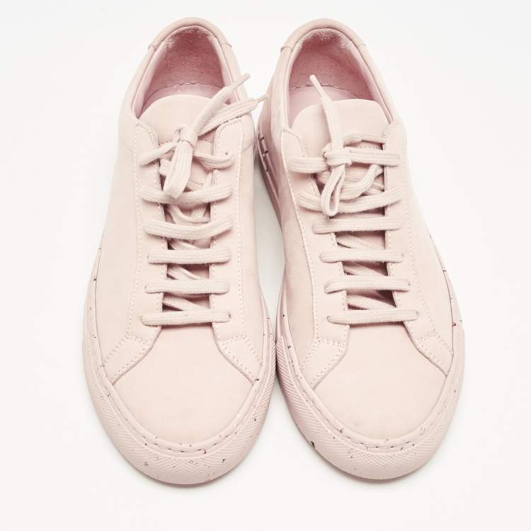 Pre Owned Common Projects Blush Pink Nubuck Leather Achilles Low Top Sneakers Size 37