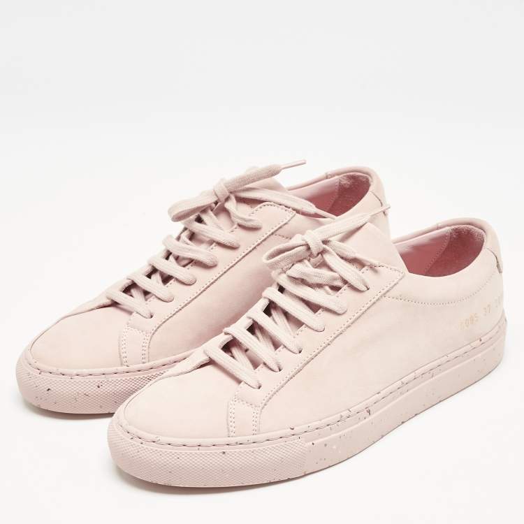 Pre Owned Common Projects Blush Pink Nubuck Leather Achilles Low Top Sneakers Size 37