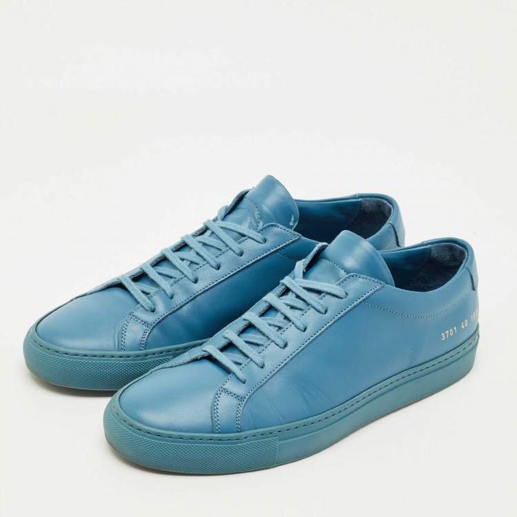 Pre Owned Common Projects Blue Leather Achilles Low Top Sneakers Size 40