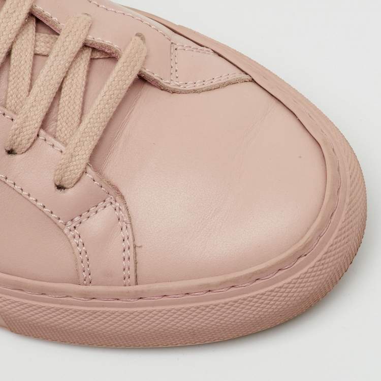 Pre Owned Common Projects Pink Leather Achilles Low Top Sneakers Size 35