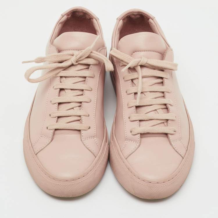 Pre Owned Common Projects Pink Leather Achilles Low Top Sneakers Size 35
