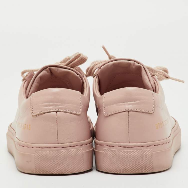 Pre Owned Common Projects Pink Leather Achilles Low Top Sneakers Size 35