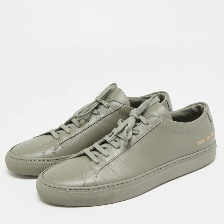 Pre Owned Common Projects Achilles Size 40 Grey Leather Low Top Sneakers