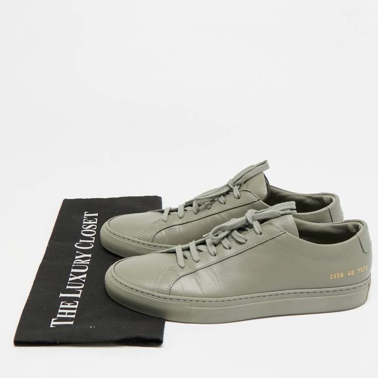 Pre Owned Common Projects Achilles Size 40 Grey Leather Low Top Sneakers